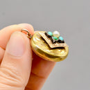 Antique Victorian Forget-me-not Locket Pendant | Seed Pearl & Turquoise | 9ct Yellow & Rose Gold Front and Back