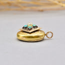 Antique Victorian Forget-me-not Locket Pendant | Seed Pearl & Turquoise | 9ct Yellow & Rose Gold Front and Back