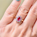 Vintage 2000s Ruby and Diamond 18ct Yellow Gold Halo Ring (0.89ct)