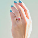 Vintage 2000s Ruby and Diamond 18ct Yellow Gold Halo Ring (0.89ct)