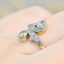 Antique Edwardian 'Toi et Moi' Belle Epoque Rose Cut Diamond 18ct Yellow Gold & Platinum Ring