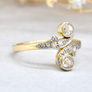 Antique Edwardian 'Toi et Moi' Belle Epoque Rose Cut Diamond 18ct Yellow Gold & Platinum Ring