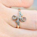 Antique Edwardian 'Toi et Moi' Belle Epoque Rose Cut Diamond 18ct Yellow Gold & Platinum Ring