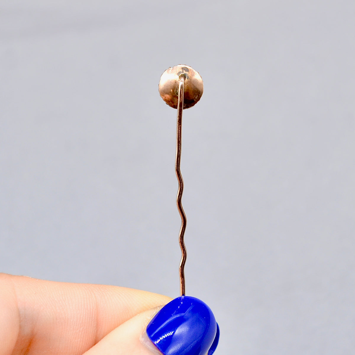 Victorian Seed Pearl & Old-Cut Light Blue Diamond 9ct Rose Gold Stick