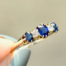 Edwardian Blue Sapphire and Diamond 18ct Yellow Gold Five-Stone Ring (1.02cts)