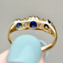 Edwardian Blue Sapphire and Diamond 18ct Yellow Gold Five-Stone Ring (1.02cts)