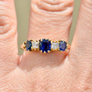 Edwardian Blue Sapphire and Diamond 18ct Yellow Gold Five-Stone Ring (1.02cts)