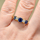 Edwardian Blue Sapphire and Diamond 18ct Yellow Gold Five-Stone Ring (1.02cts)