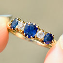 Edwardian Blue Sapphire and Diamond 18ct Yellow Gold Five-Stone Ring (1.02cts)