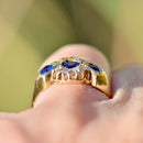 Edwardian 1912 Royal Blue Sapphire and Diamond Triple Cluster 18ct Yellow Gold Ring (0.75ct)