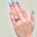 Edwardian 1912 Royal Blue Sapphire and Diamond Triple Cluster 18ct Yellow Gold Ring (0.75ct)