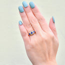 Edwardian 1912 Royal Blue Sapphire and Diamond Triple Cluster 18ct Yellow Gold Ring (0.75ct)