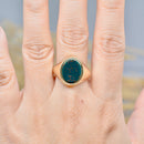 Vintage 1970s Bloodstone 9ct Yellow Gold Oval Signet Ring