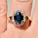 Madagascar Sapphire and Diamond 18CT Yellow Gold Halo/Cluster Engagement Ring (2.63cts)