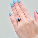 Madagascar Sapphire and Diamond 18CT Yellow Gold Halo/Cluster Engagement Ring (2.63cts)