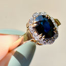 Madagascar Sapphire and Diamond 18CT Yellow Gold Halo/Cluster Engagement Ring (2.63cts)