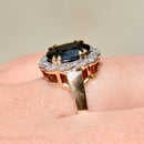 Madagascar Sapphire and Diamond 18CT Yellow Gold Halo/Cluster Engagement Ring (2.63cts)