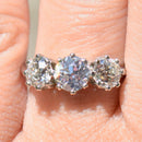 Art Deco Old European Cut Diamond Platinum Trilogy Three-Stone Engagement Ring (1.75cts)