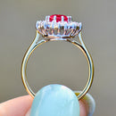 2000s Ruby and Diamond 18ct Yellow Gold Halo Ring (2.34cts)