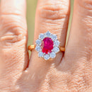 2000s Ruby and Diamond 18ct Yellow Gold Halo Ring (2.34cts)