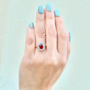 2000s Ruby and Diamond 18ct Yellow Gold Halo Ring (2.34cts)