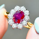 2000s Ruby and Diamond 18ct Yellow Gold Halo Ring (2.34cts)