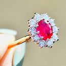 2000s Ruby and Diamond 18ct Yellow Gold Halo Ring (2.34cts)