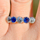 Edwardian Old European Cut Royal Blue Sapphire & Diamond Five-Stone Ring (1.90cts)
