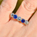Edwardian Old European Cut Royal Blue Sapphire & Diamond Five-Stone Ring (1.90cts)