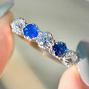 Edwardian Old European Cut Royal Blue Sapphire & Diamond Five-Stone Ring (1.90cts)