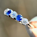 Edwardian Old European Cut Royal Blue Sapphire & Diamond Five-Stone Ring (1.90cts)
