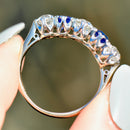 Edwardian Old European Cut Royal Blue Sapphire & Diamond Five-Stone Ring (1.90cts)