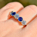 Edwardian Old European Cut Royal Blue Sapphire & Diamond Five-Stone Ring (1.90cts)