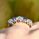 Edwardian Old European Cut Royal Blue Sapphire & Diamond Five-Stone Ring (1.90cts)