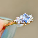 Vintage 1990s Cornflower Blue Sapphire and Diamond 18ct Yellow Gold Engagement Ring (0.85ct)