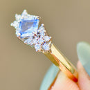 Vintage 1990s Cornflower Blue Sapphire and Diamond 18ct Yellow Gold Engagement Ring (0.85ct)