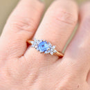 Vintage 1990s Cornflower Blue Sapphire and Diamond 18ct Yellow Gold Engagement Ring (0.85ct)