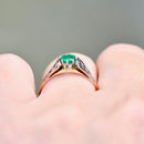 Vintage Emerald Platinum & 18CT Yellow Gold Solitaire Engagement Ring