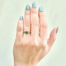 Vintage Emerald Platinum & 18CT Yellow Gold Solitaire Engagement Ring