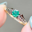 Vintage Emerald Platinum & 18CT Yellow Gold Solitaire Engagement Ring