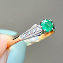 Vintage Emerald Platinum & 18CT Yellow Gold Solitaire Engagement Ring