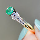 Vintage Emerald Platinum & 18CT Yellow Gold Solitaire Engagement Ring