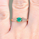 Vintage Emerald Platinum & 18CT Yellow Gold Solitaire Engagement Ring