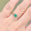 Vintage Emerald Platinum & 18CT Yellow Gold Solitaire Engagement Ring