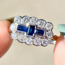 Vintage 2000s Sapphire and Diamond 18ct White Gold Cluster Ring (1.45cts)