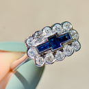 Vintage 2000s Sapphire and Diamond 18ct White Gold Cluster Ring (1.45cts)