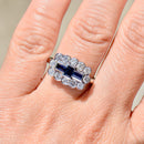 Vintage 2000s Sapphire and Diamond 18ct White Gold Cluster Ring (1.45cts)