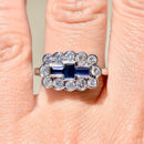 Vintage 2000s Sapphire and Diamond 18ct White Gold Cluster Ring (1.45cts)