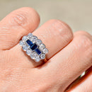 Vintage 2000s Sapphire and Diamond 18ct White Gold Cluster Ring (1.45cts)