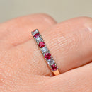 Vintage Ruby and Diamond 18ct Yellow Gold Half Eternity Ring (0.33ct)